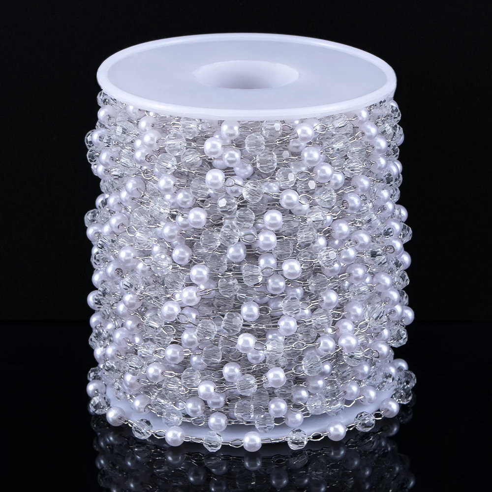 

1Meter/roll Pearl Crystal Beaded Copper Chain Chain for Necklace Bracelet DIY Jewelry Making Supplies