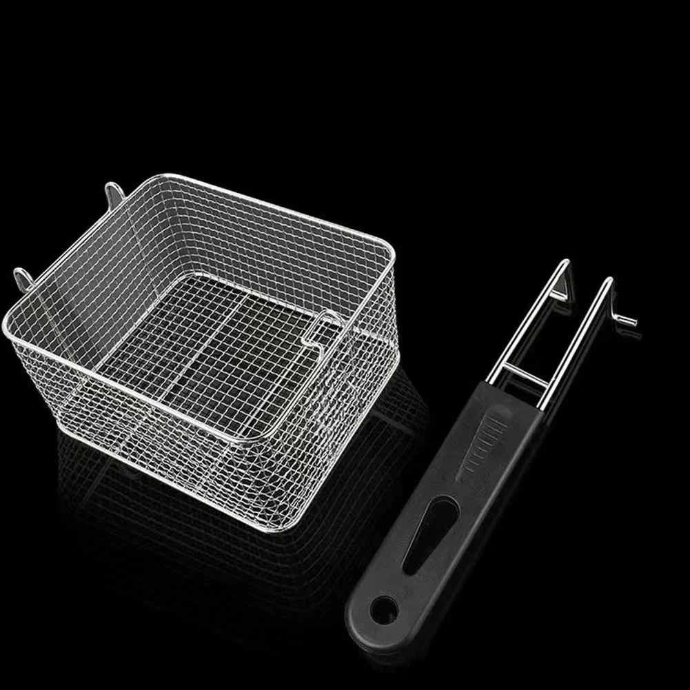 1PC Fry Basket Nickel Plated Mini Fried Skewers Chips Fish Fry Baskets Stainless Steel Fryer Basket Strainer 20.5 *18.5*10.5cm