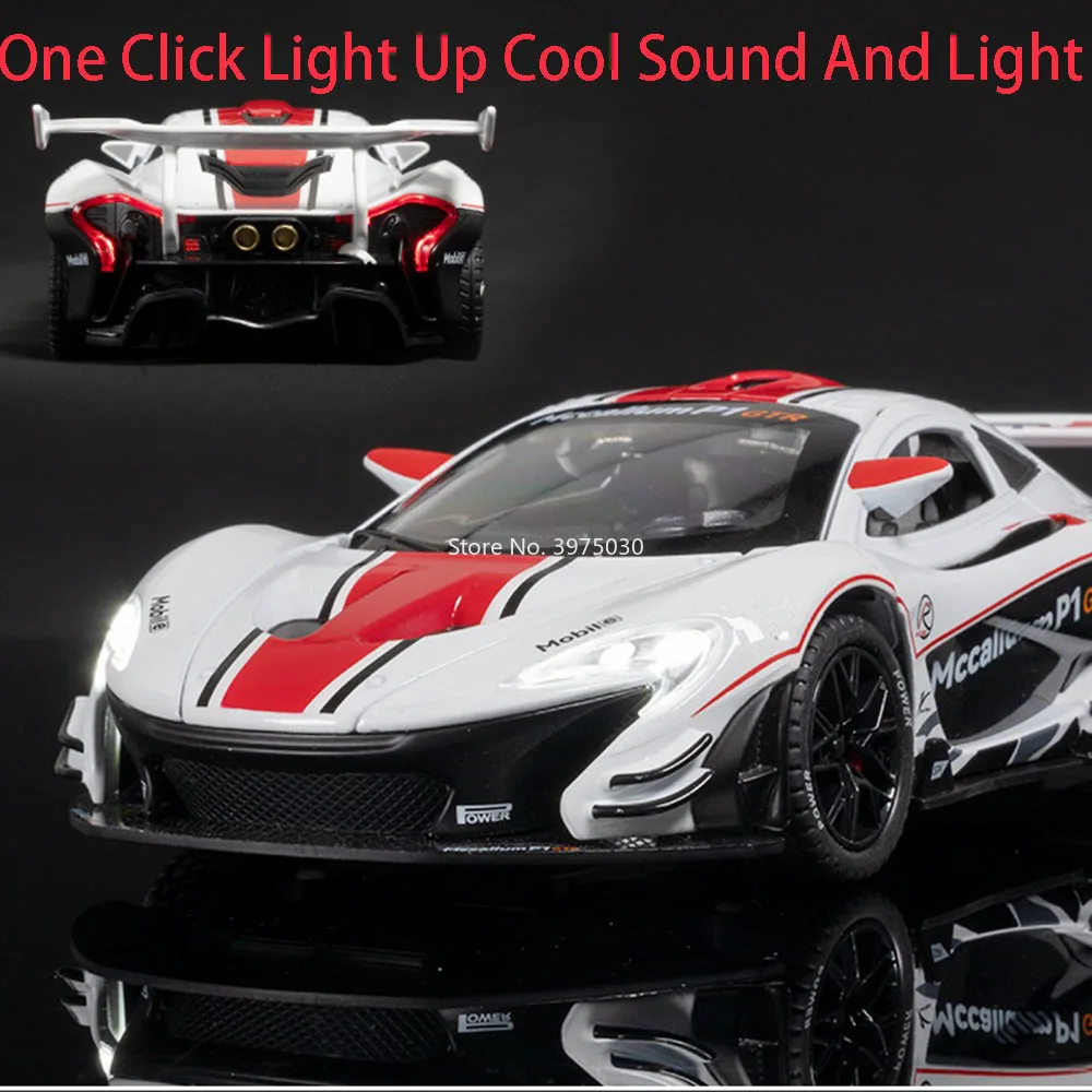 1:22 P1 GTR Z4 Toys Cas Models Alloy with Sound Light Miniature Supercar Wheel Pull Back Vehicles Model for Kids' Edutainment