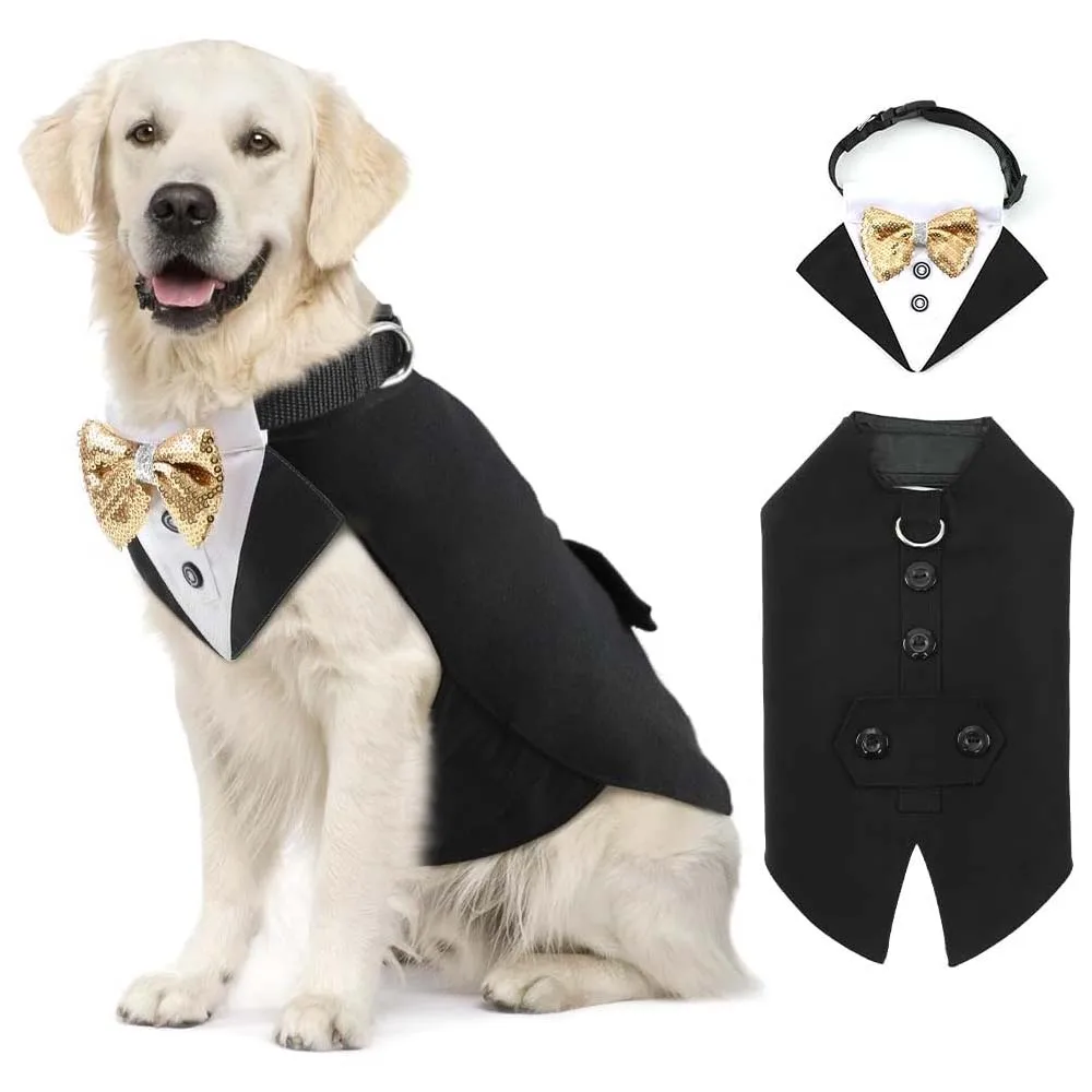 Dog Costume, Comfortable Dog Tuxedo for Large Dogs, Detachable Dog Bow Tie Set for Beagle, Rottweiler German Shorthaired Pointer