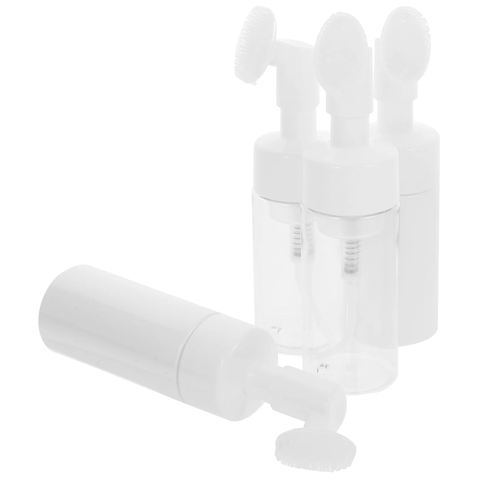

4pcs Facial Cleansing Kit Plastic Face Brush For Deep Pore Cleaning Massage Tool With Empty Bottle Bubble Dispenser Manual Face