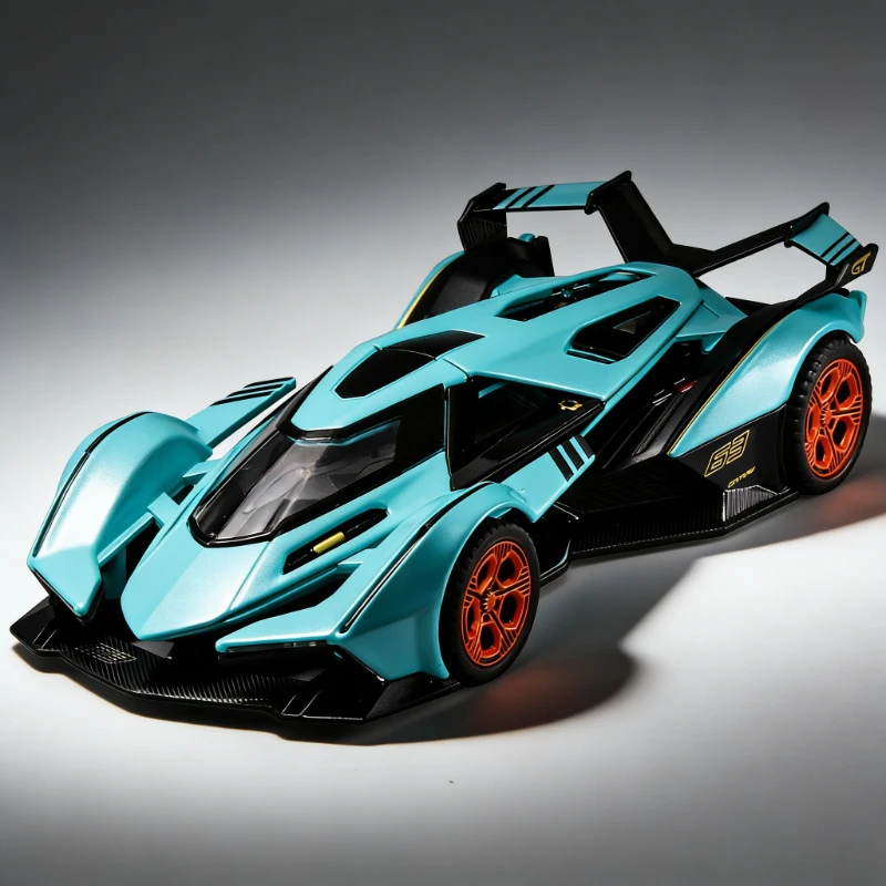 

1:32Alloy sports car Rambo V12 car model,sound light pull-back force,door-opening high reduction simulation model ornament gift