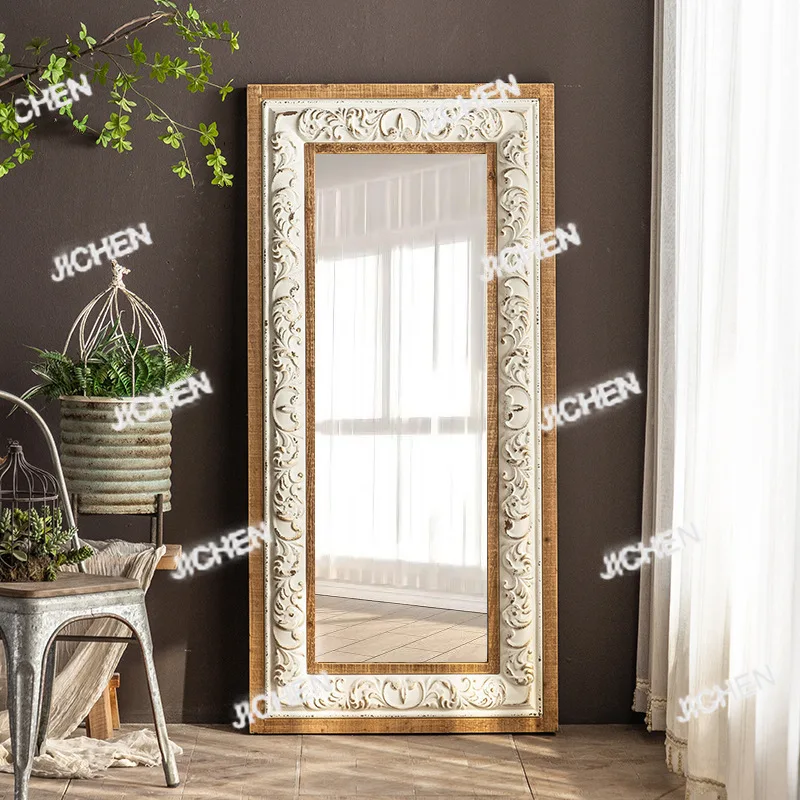 

Белое европейское туалетное зеркало. Срое зеркало в полный рост. Напольное зеркало. Магазин одежды. Большое настенное зеркалоXXH.