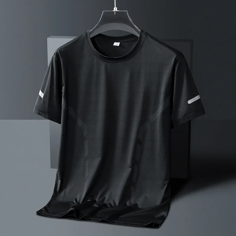 メンズ半袖Tシャツ,ラウンドネック,シルク,通気性,速乾性,ランニング,スポーツ,フィットネス,夏