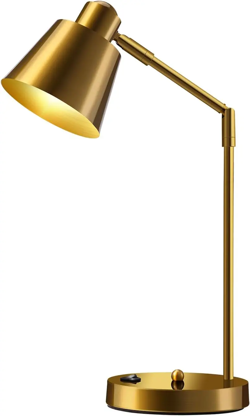 

Светодиодная настольная лампа с двумя USB-портами, металлическая, 270 ° Поворотные кронштейны, мягкий белый свет для домашнего офиса
