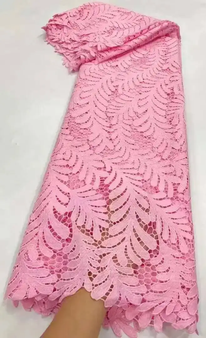 

2025 African Water Soluble Lace Fabric New French Mesh Sequins 5 Yard Nigerian Cord Guipure Lace Fabric Luxury Dress For Wome