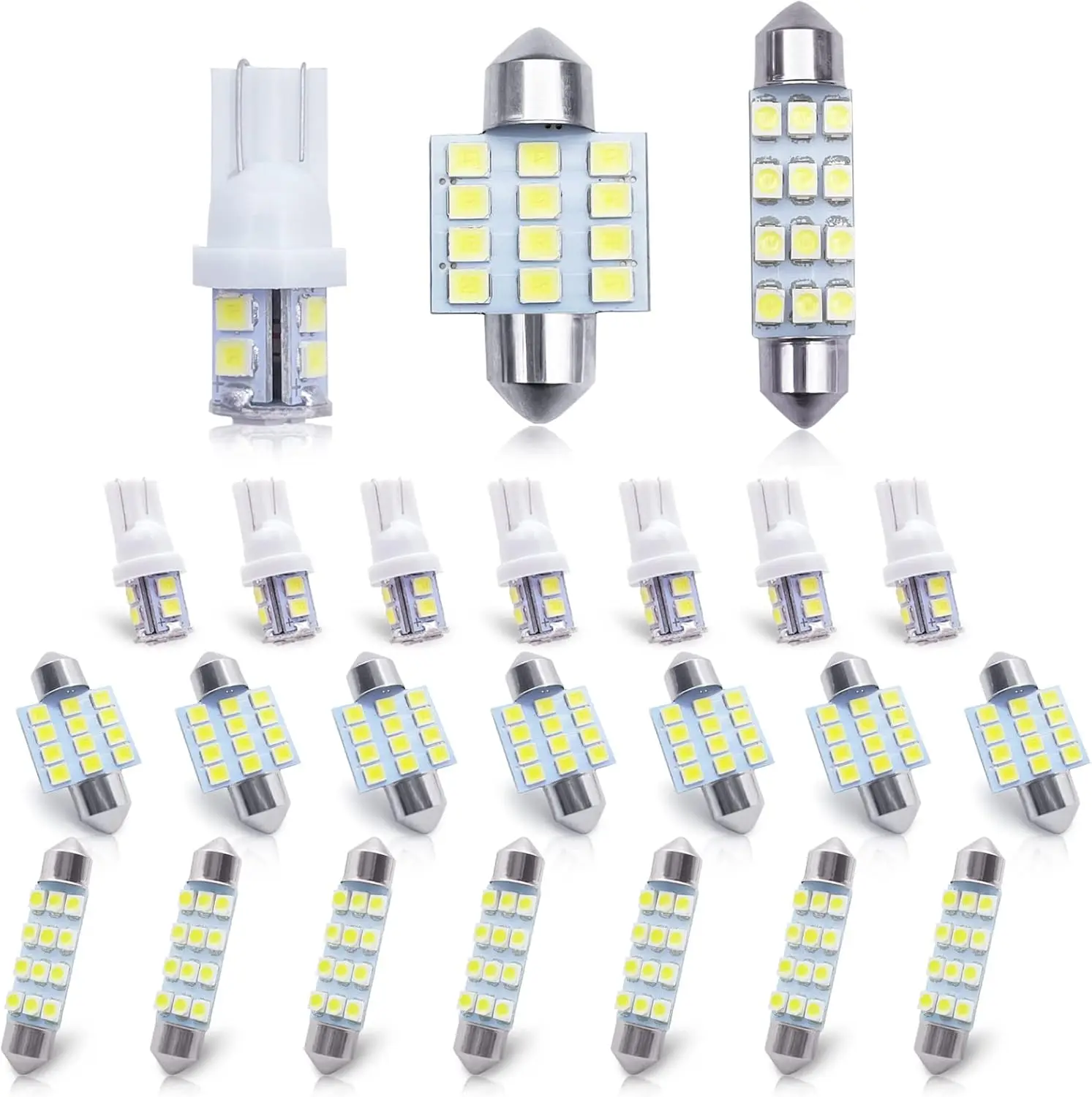 

24-Pack Car LED Bulbs Set for Interior Dome, Trunk, License Plate Lights - White