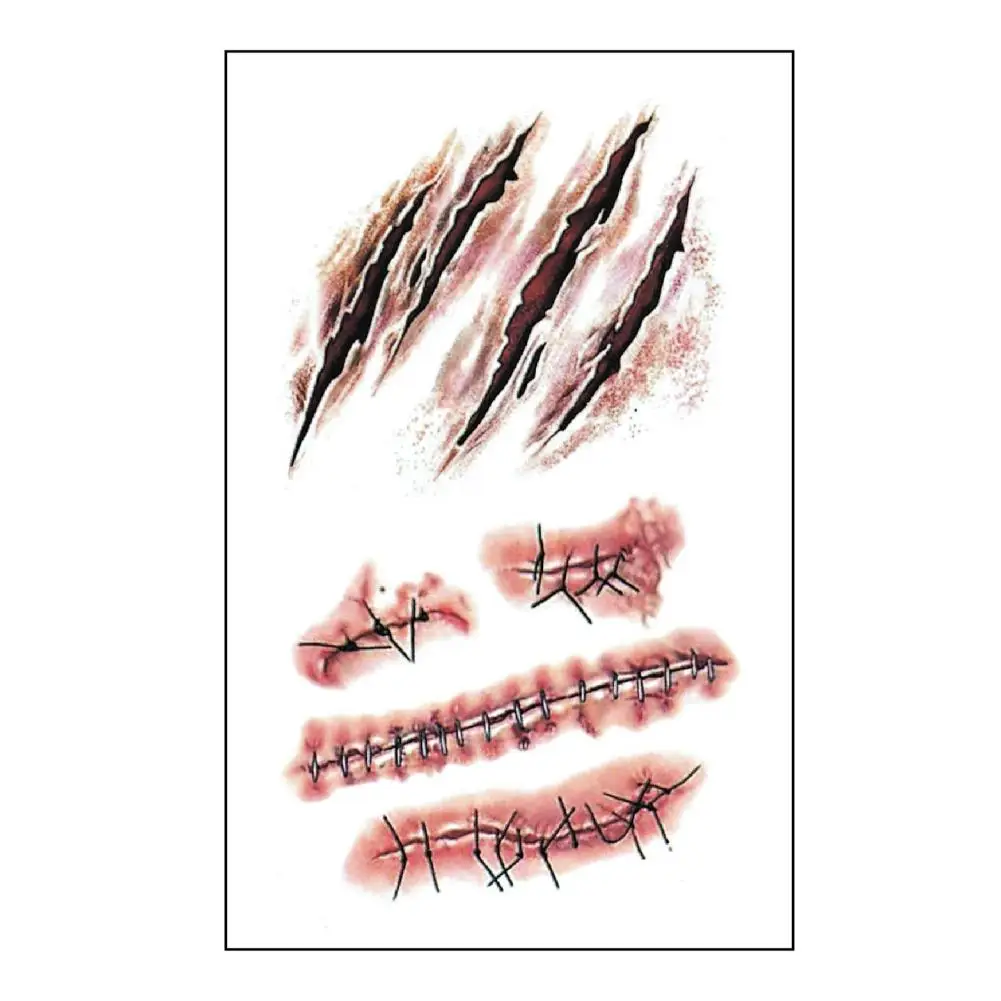 NIEUWE Halloween Wond Litteken Tattoo Sticker Voor Vrouwen Mannen Arm Body Art Tattoo Sticker Waterdicht Simulatie Wond Krassen Par N0Z3