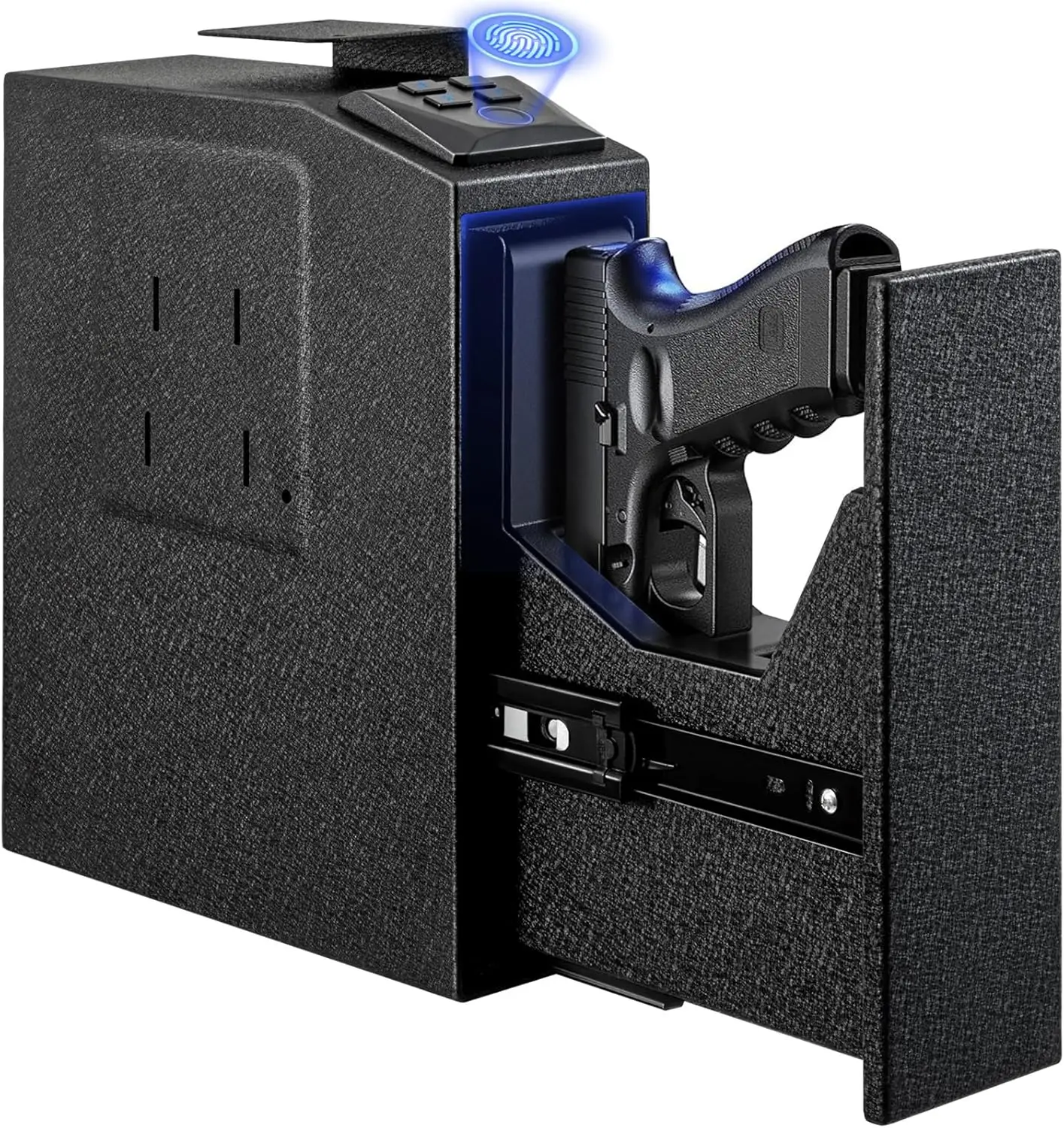

Gun Safe Biometric Pistol Safe, Mounted Nightstand Quick Access Handgun Safe And Diversion Safe Box, Firearm Safety Device