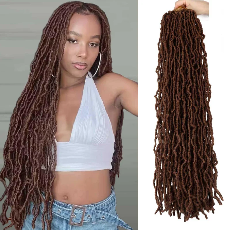 

Коричневые мягкие синтетические локоны 30 дюймов 7 упаковок Faux Locs Цвет 30 локонов для вязания крючком Волосы Цельная прядь без удлиненных предварительно заплетенных длинных локонов