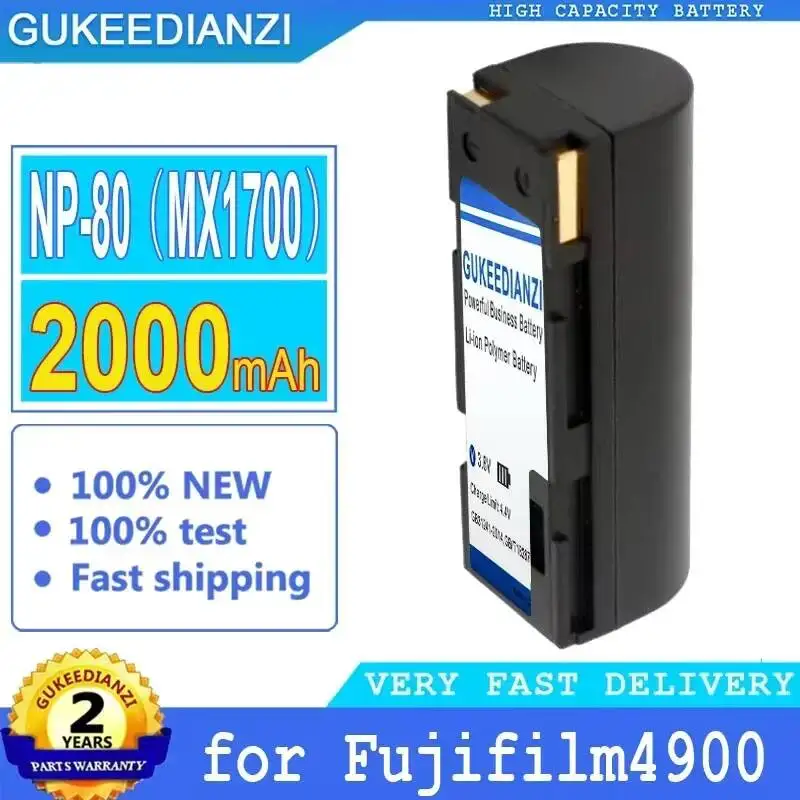 Batería NP-80 MX1700 2000mAh para Fujifilm Finepix 4900 4800 Zoom MX-1700 MX-2700 MX-2900 MX-4800 R-D1 Klic-3000 KLIC3000