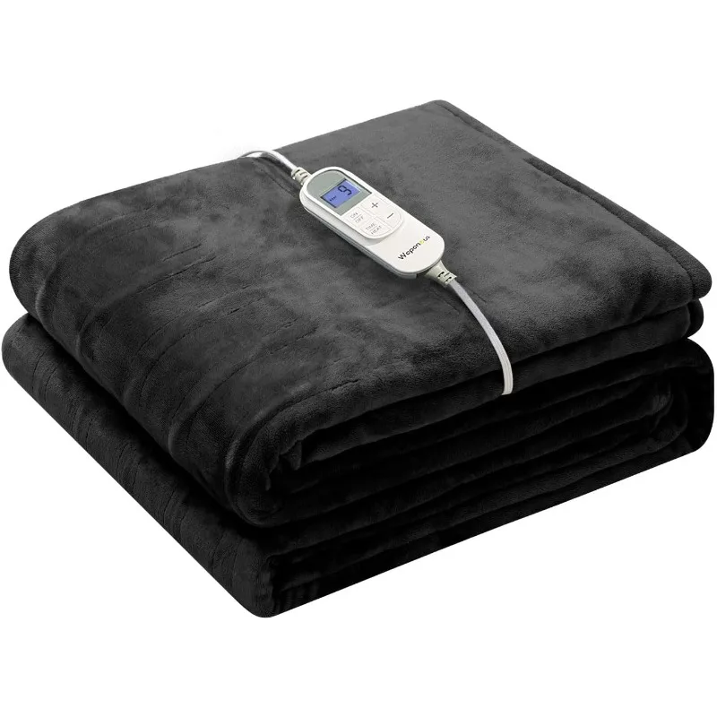 Electric Blanket, 10 Heating Levels and 12 Hour Time Settings, Flannel Fast Heating Electric Blanket, Machine Washable