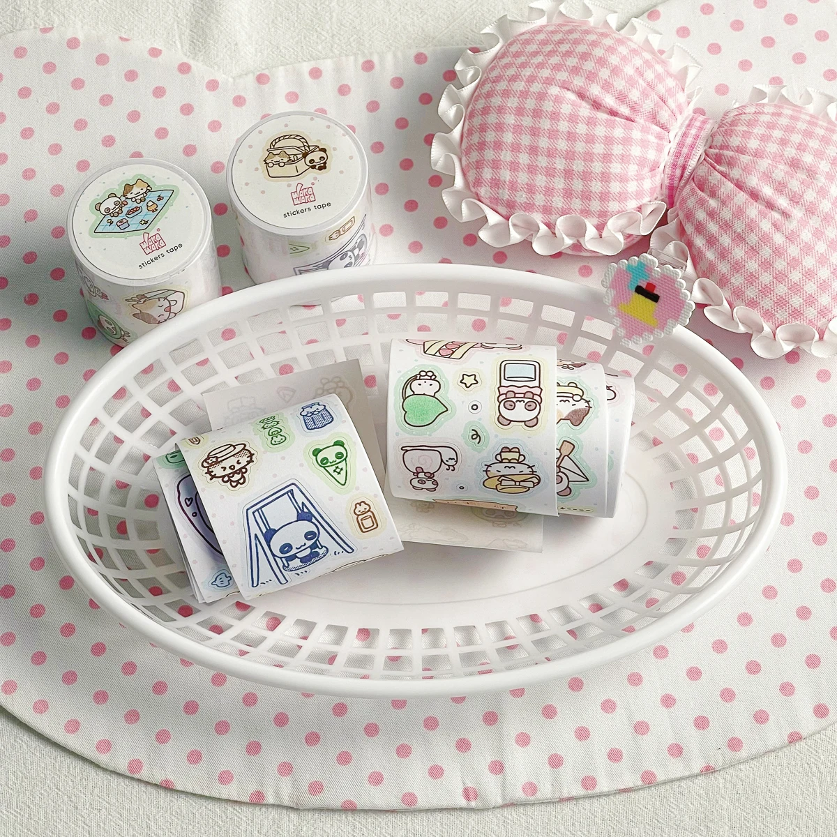 WAKAWAKA Writable Die Cut Sticker Roll Scrapbooking Sticker Hand Drawn Illustration Washi Sticker Journal Planner