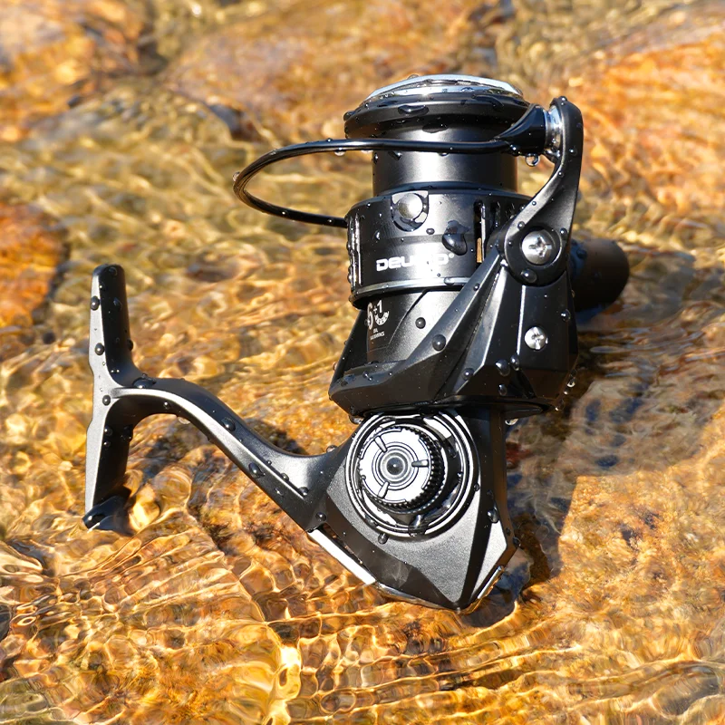 DEUKIO Carrete de pesca giratorio - arrastre de 8 kg, 6+1BB carbono - imagen 4