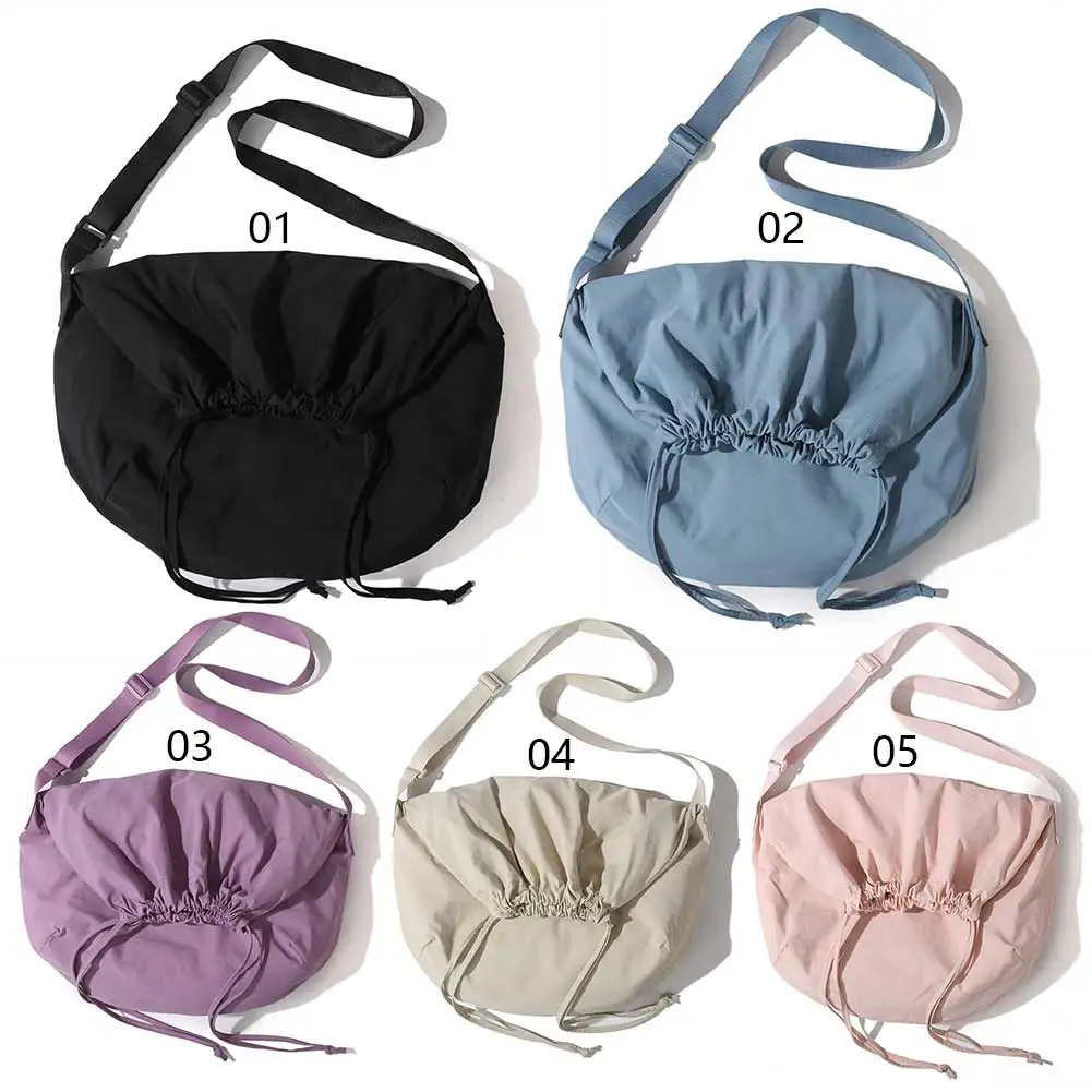 Bolso de hombro con cordón para mujer, bandolera Simple de gran capacidad, bolso de compras ligero de Color sólido, bolso de viaje femenino