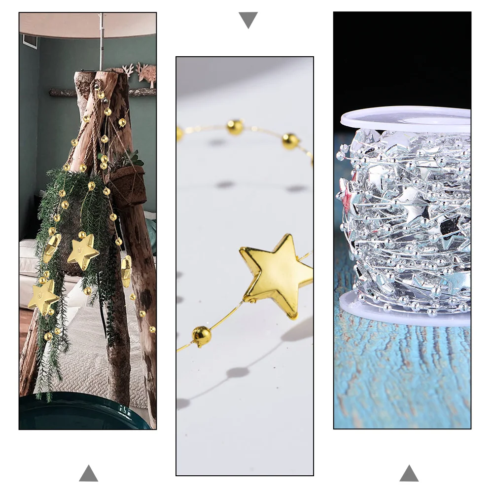 

2 Rolls Five Connect Beads Plastic String Beads Decor for Christmas Party DIY Wedding Pendant Hanging Ornament