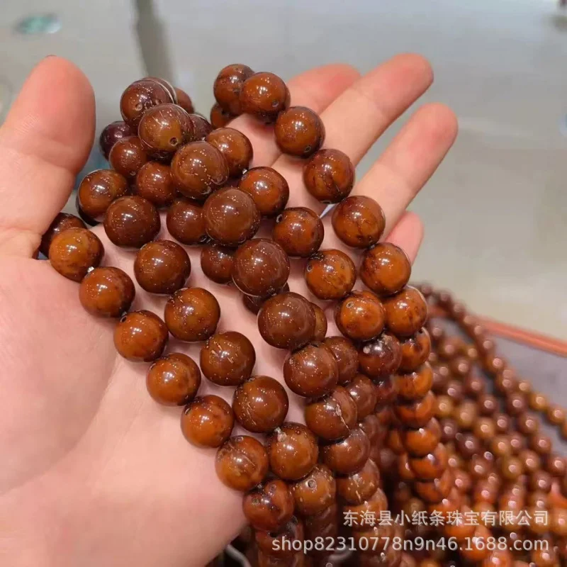 New model 108-bead purple gold rat beads bracelet men and women, made from vintage material, single-loop
