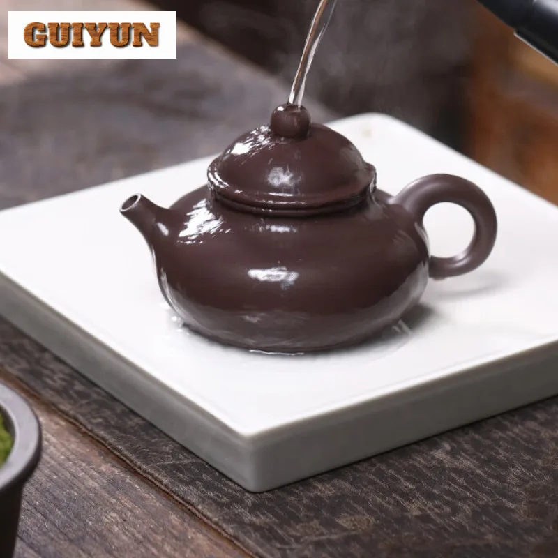 175ml Retro Yixing Purple Clay Teapots Handmade Rong Tian Pot Raw Ore Purple Mud Tea Maker Kettle Chinese Zisha Tea Set Craft