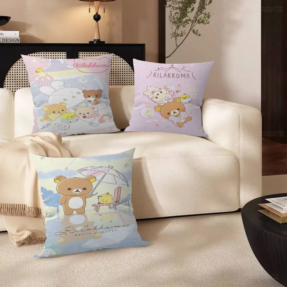 

Чехол для подушки с изображением милого мультяшного персонажа R-Rilakkuma, чехол для подушки для автомобиля, дивана, автомобиля, рождественский подарок, 40x40 см, 45x45 см