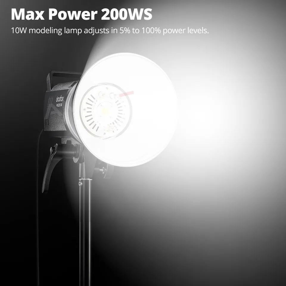 

MS200V MS300V Studio Flash 200W 300W Fast Recycling LED Modeling Lamp 5600±200K for Pro Photography
