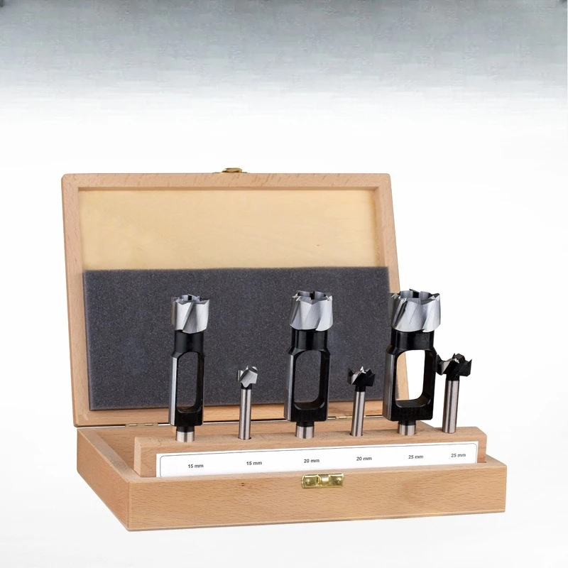 Cork drill set Imported 6-piece set of tenon wood knot set of holes Wood board repair opening