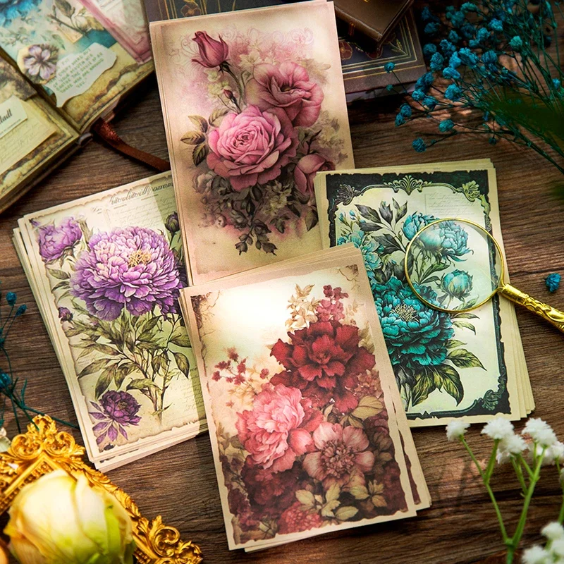 

Journamm 32pcs/pack Flowers Light Paper Vintage Collage Junk Journal DIY Scrapbooking Aesthetics Stationery Supplies Craft Paper