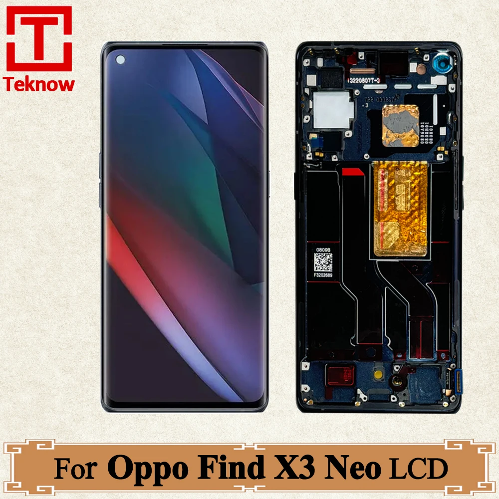 

6.55" AMOLED For Oppo Find X3 Neo LCD Display CPH2207 Touch Screen Panel Digitizer For Find X3Neo Assembly Replacement Parts