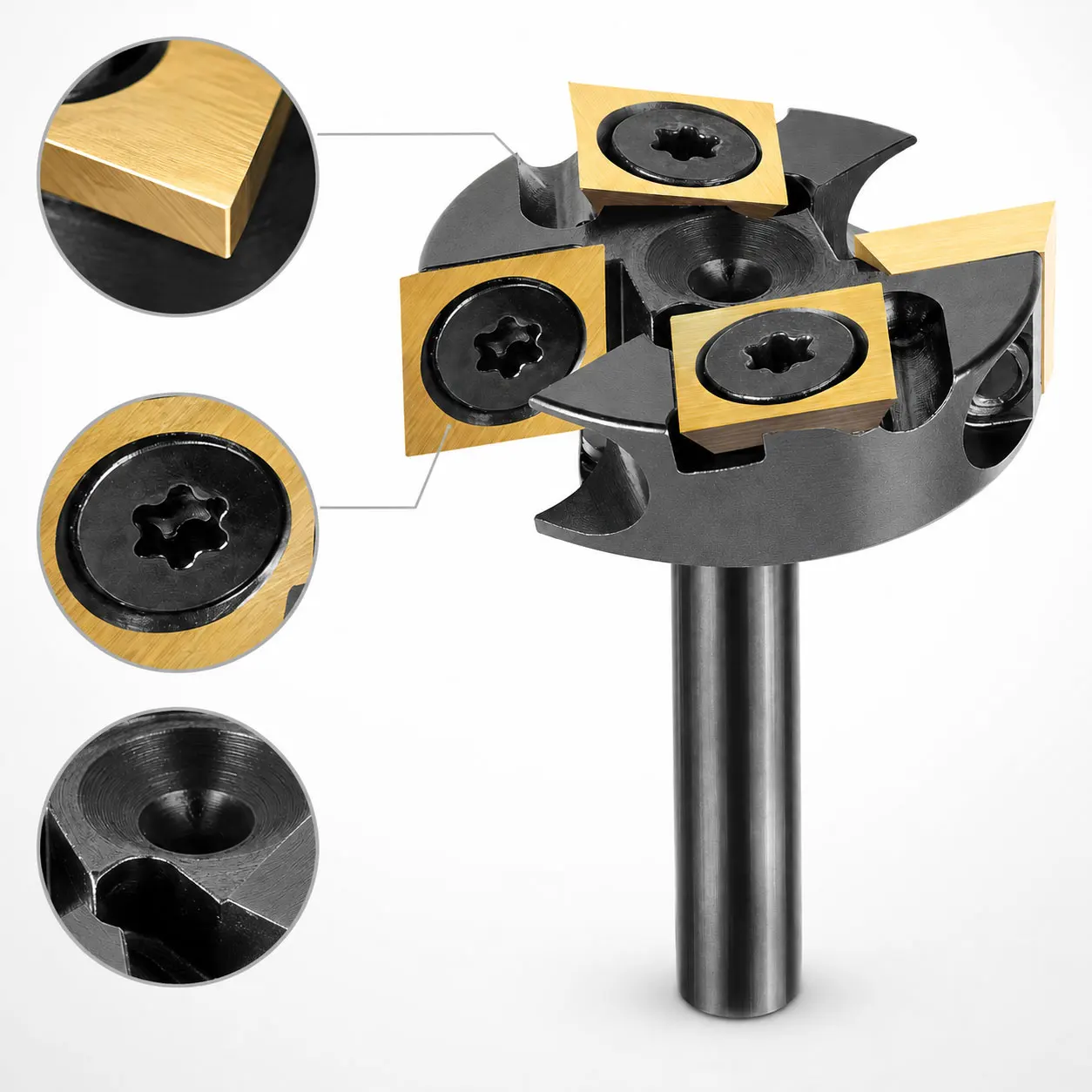 Grooving Cleaning Bottom Replaceable Insert 4 Blades T‑Slot Router Bit 1/4