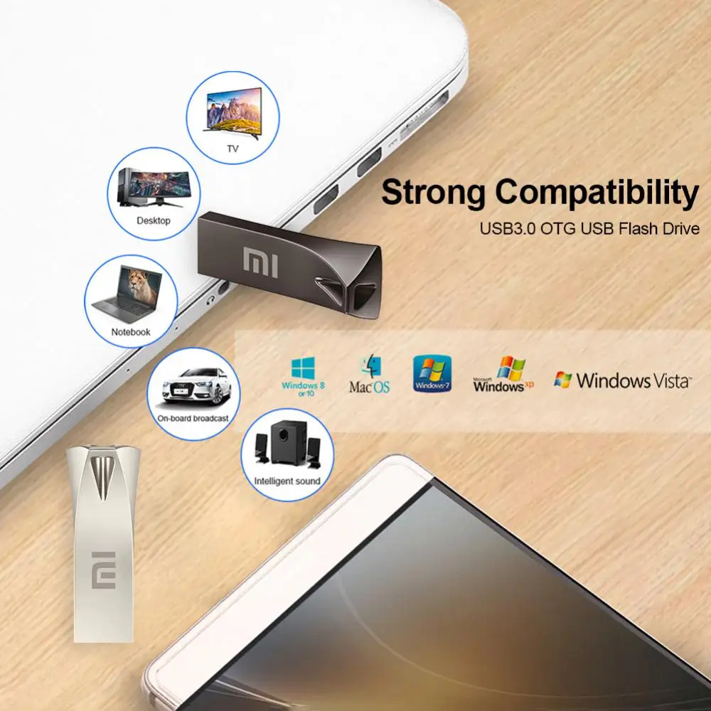 محركات أقراص فلاش USB معدنية من Xiaomi 2 تيرا بايت USB 3.0 بندريف عالية السرعة لنقل الملفات قرص U 512 جيجابايت 1 تيرا بايت محرك القلم نوع C عصا ذاكرة USB