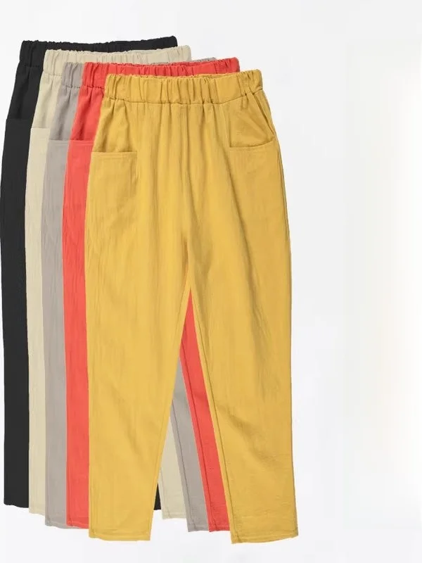 Summer Thin Cotton Linen Harem Pants Women's Casual Loose Carrot Pants Large Size Nine Points New 2025 Mom Jeans High Waist E...