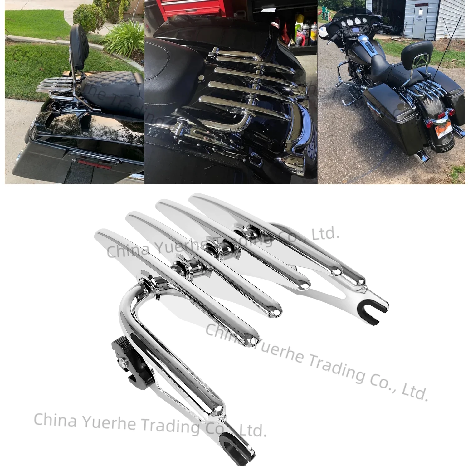 

Черный съемный двухместный багажник для крепления Harley Touring Electra Glide Road King Street Glide Road Glide 2009-2023