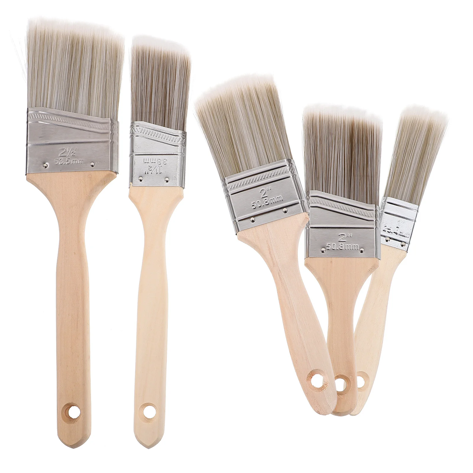 

5Pcs Paint Brush Set Oil Paint Brushes Wood Handle Ergonomic Multi-Use Painting Brushes Wall Furniture Art Painting Tools