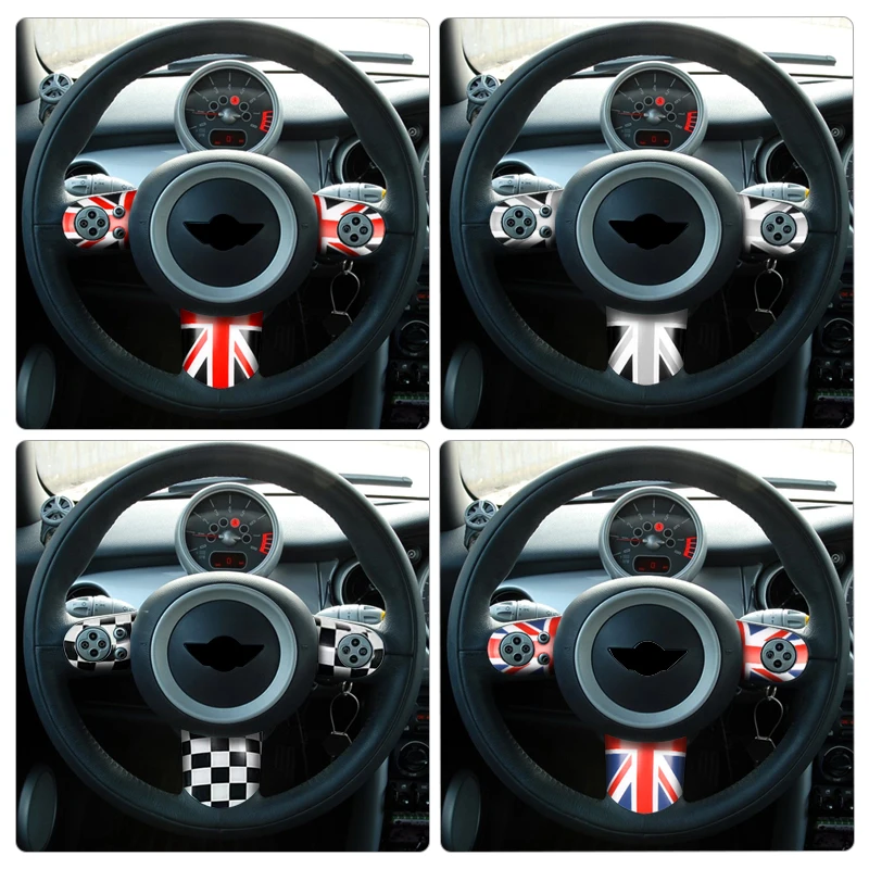 Pegatinas de cubierta de Panel de volante de coche, 3 piezas, para Mini Cooper R50 R52 R53, accesorios de coche, funda embellecedora de botón