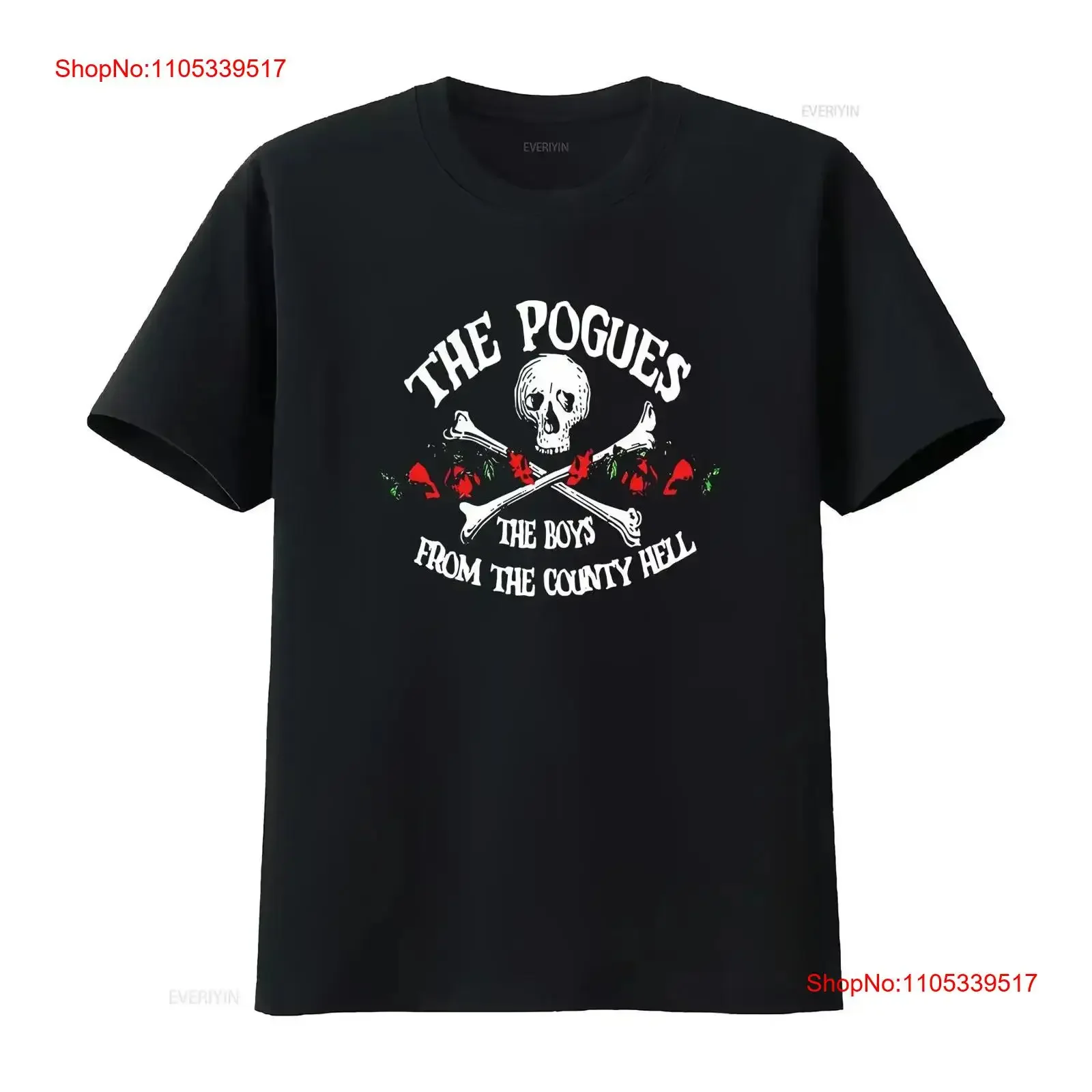 the county hell Pogues boys from Black All size T Shirt NG1851 long sleeves vintage Washed Versatile homme Casual vintage