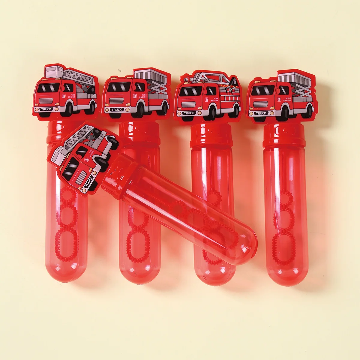 10pcs Red Fire Truck Bubble Wand Happy Birthday Party Decor Kids Favors Bubble Bottle Wedding Construction Baby Shower Supplies