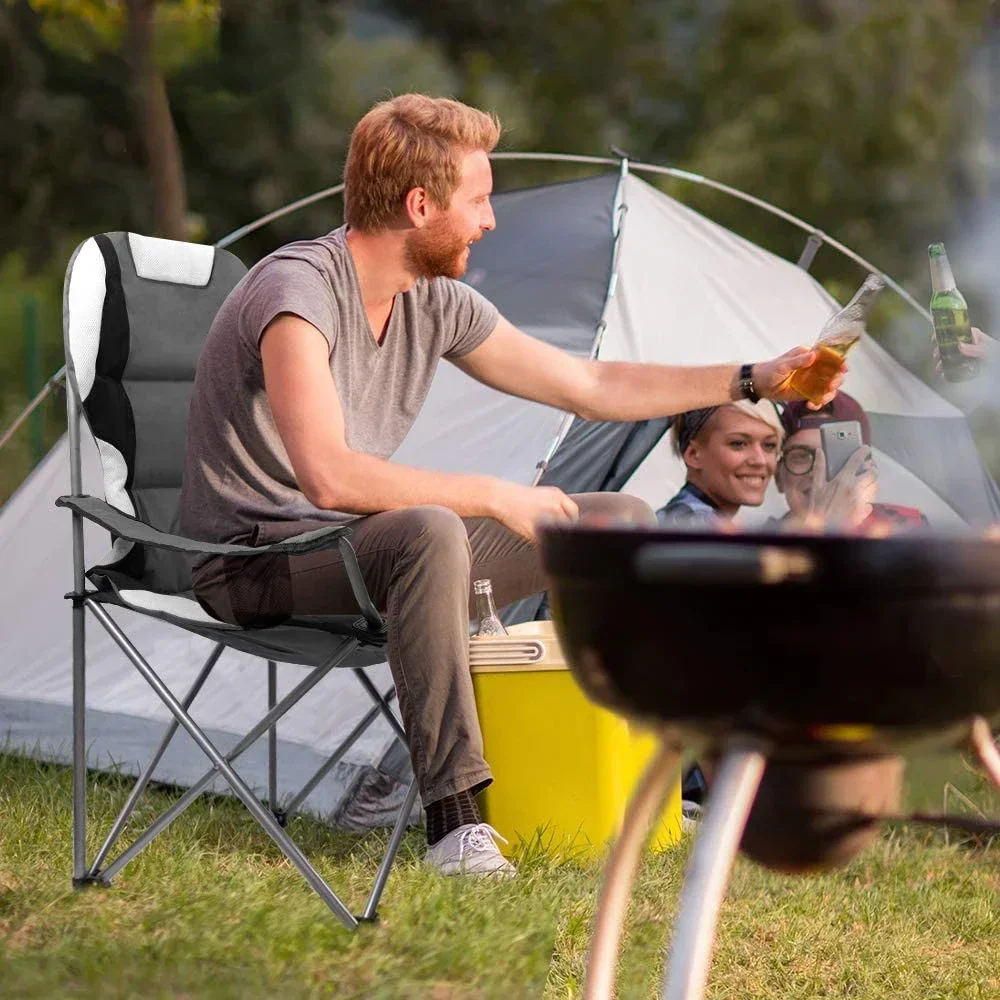 Hot Sale Position Adjustable Outdoor Relax Reclining Metal Folding Camping Chair With Armrestcheap And Fine