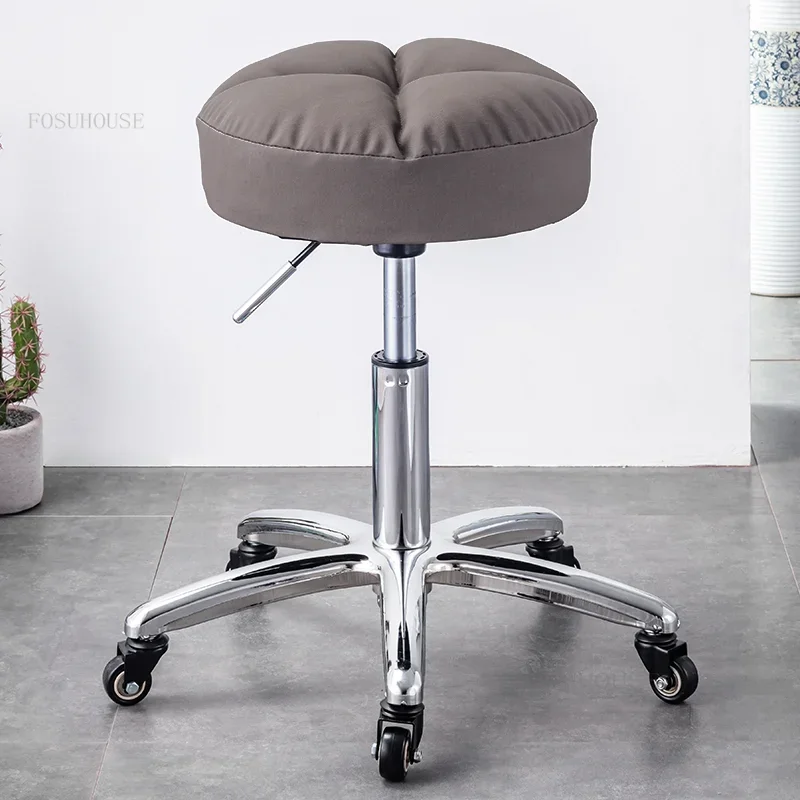 Italian Home Living Room Barber Chairs Light Luxury Front Desk Leisure Round Stools Barber Shop Beauty Salon Makeup StoolN