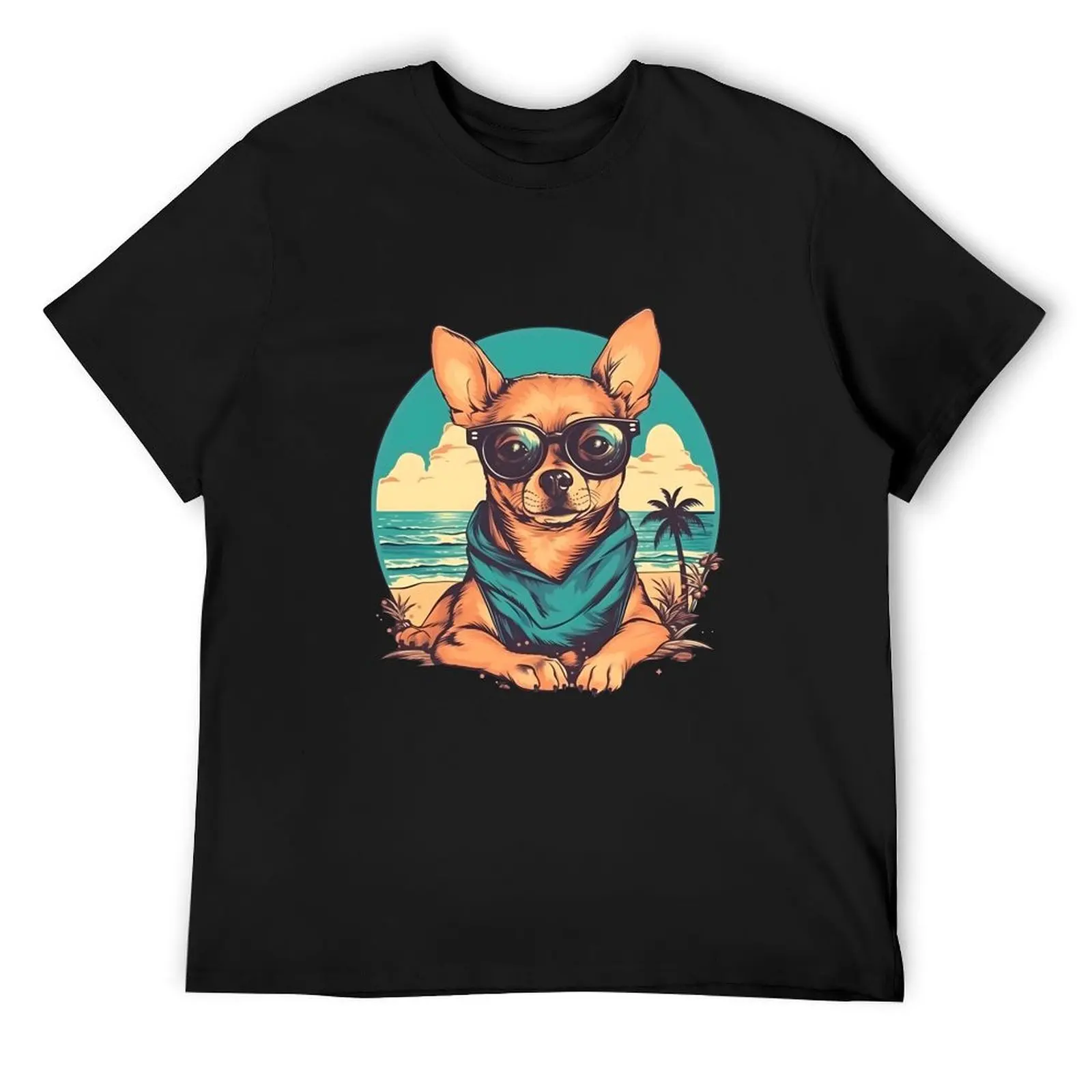 Chihuahua relaxing on the beach T-Shirt korean fashion shirts graphic tee men tshirt