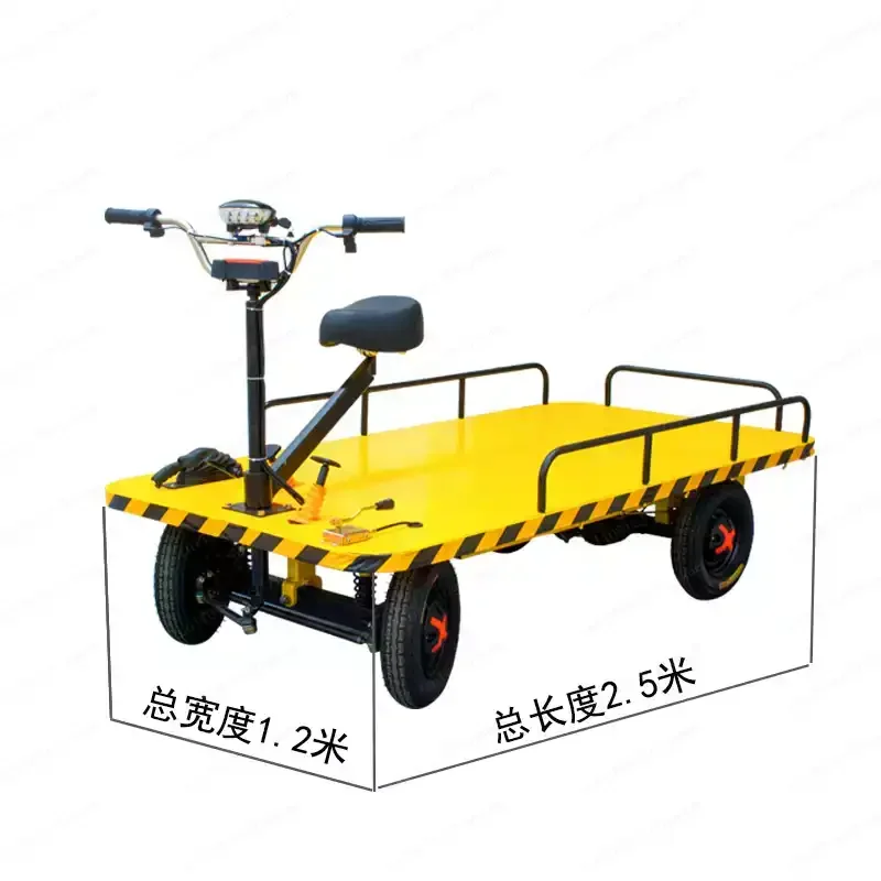 Electric four-wheeled flatbed truck, can ride and reverse heavy-duty truck