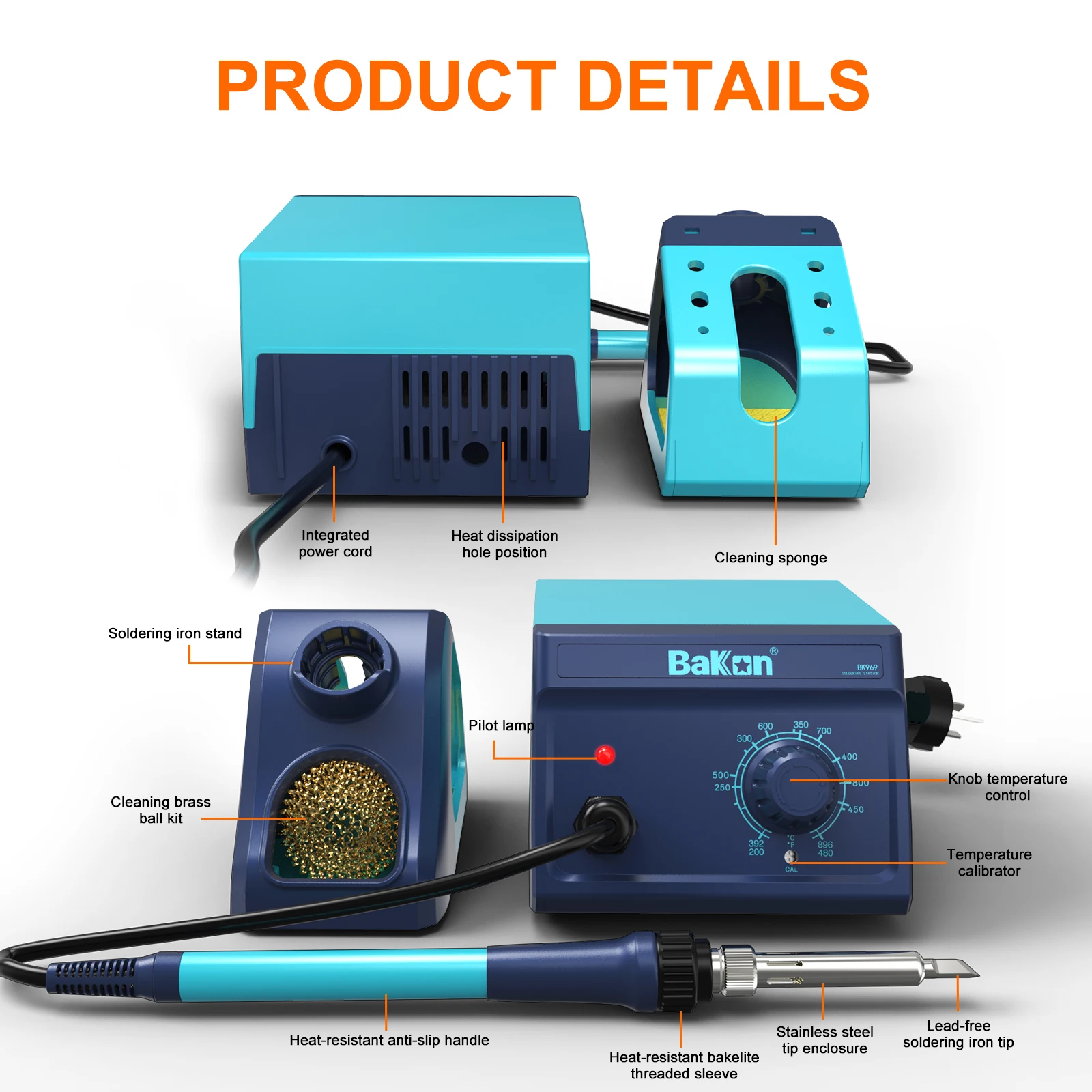 Bakon BK969 Soldering Station 90W Fast Heating Adjustable Temperature Weldding Station Entry-level Must Have