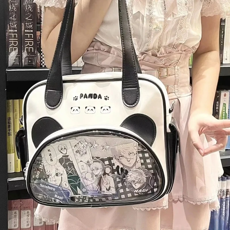 

Xiuya Cute Panda Womens Shoulder Bag Y2k Cartoon Print New Fashion Lolita Ita Bag College Style Pu Leather Casual Female Handbag