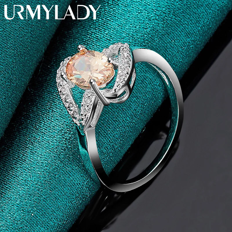 URMYLADY 925 srebrny szampan klejnoty 7-10 # pierścień dla kobiet ślub zaręczyny Fashion Party urok biżuterii — zdjęcie 3