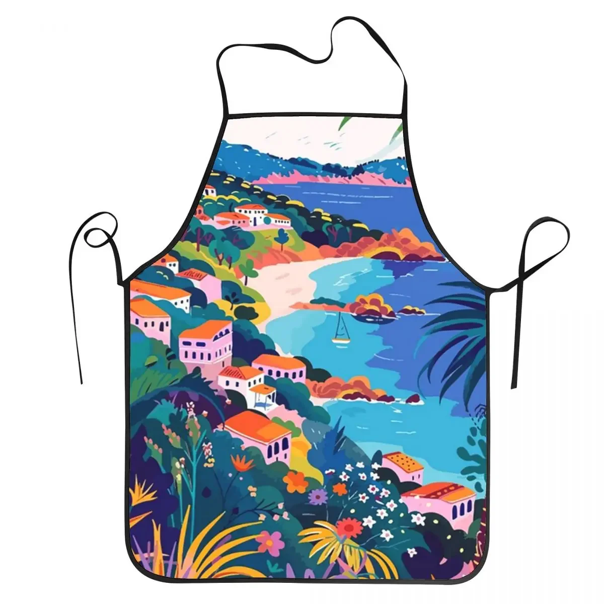 

Minimalist Elba Island Italy Aprons Chef Cooking Baking Tablier Waterproof Bib Kitchen Cleaning Pinafore for Women Men Gardening