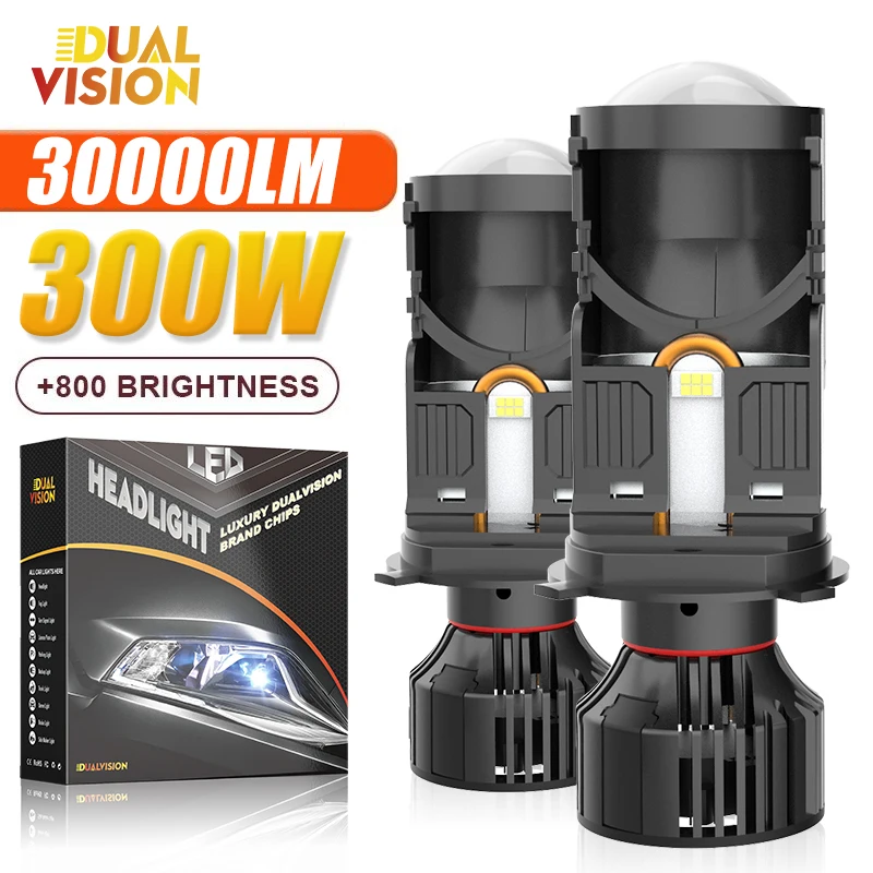 

Прожектор Dualvision H4, линзы, лампы для автомобильных фар, 300 лм, Вт, CANBUS Turbo, автомобильная лампа H4, высокая низкая яркость, лампа для противотуманных фар 12 В, 24 В