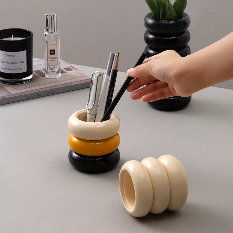 【EpeiusHome】 Nordic Color Cotton Swab Storage Can Desktop Pen Conner Cosmetic Brush Dressing Table Finishing