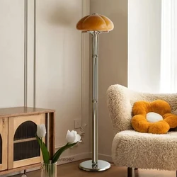 Vintage Orange Glass Floor Lamp Chrome Base Standing Lamp for Living Room Background Corner Lamp Decor Study Creative Room Light