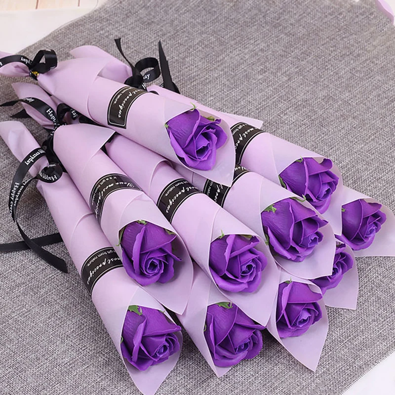 5pcs Creative New Soap Rose Bouquet Valentines Day Gift For Friends Wedding Bouquet Gleam Home Decoration Flowers Gifts Bouquet