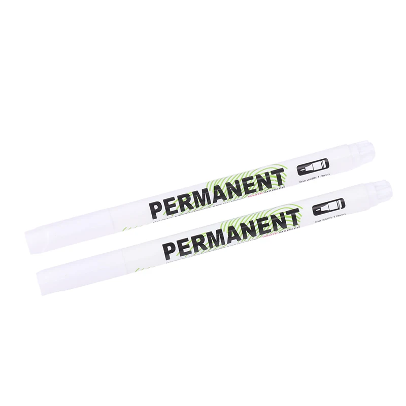 2 Stuks 1.0Mm Witte Permanente Marker Pennen Diepe Gat Marker Voor Hout Steen Plastic Leer Glas Steen Metaal Kunst Marker