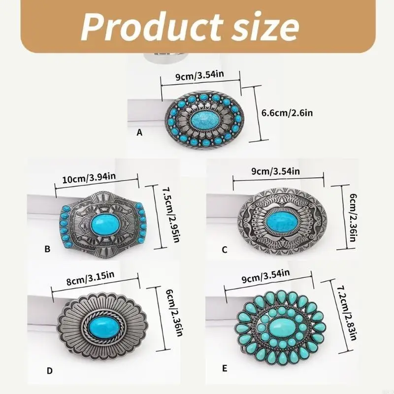 M6CD العرقية الفيروز الإغاثة الأزهار نمط حزام مشبك حساسة حزام مشبك استبدال حزام الملحقات الكبار روك مشبك #6