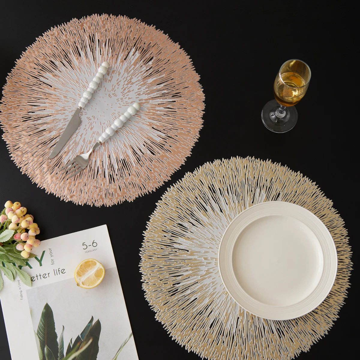 

Set of 4 New Pvc Vinyl Round Dining Table Mats Xmas Christmas Placemat for Dining Table Luxury Kitchen Accessories